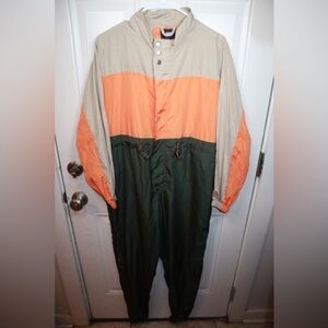 Love Love Love Womens Jumpsuit Color Block Olive Green Long Sleeve Zipper XL